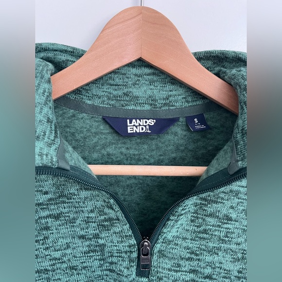 Lands’ End Women’s Green Quarter Zip Fleece Pullover Size Small 4-6 Soft Warm - Picture 3 of 7